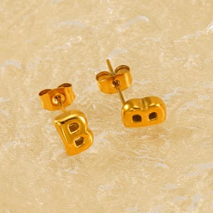 1 Pair Simple Series Elegant Letter B Titanium Steel  Gold Color Women's Stud Earrings h5 